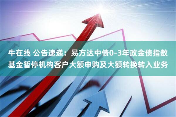 牛在线 公告速递：易方达中债0-3年政金债指数基金暂停机构客户大额申购及大额转换转入业务