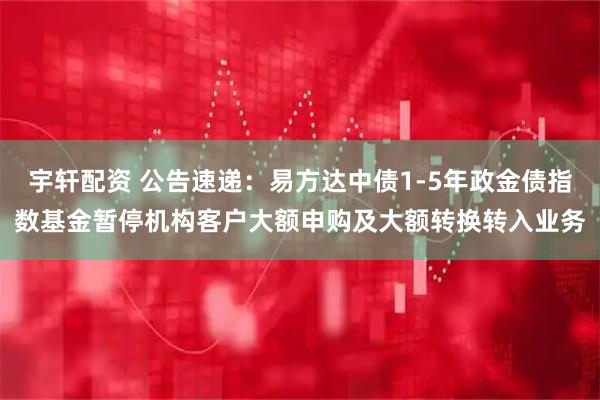 宇轩配资 公告速递：易方达中债1-5年政金债指数基金暂停机构客户大额申购及大额转换转入业务